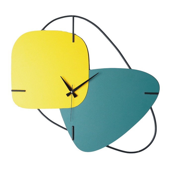 Wallity Reloj de Pared Decorativo de Metal Verde y Amarillo Wallity Reloj de Pared Decorativo de Metal Verde y Amarillo
